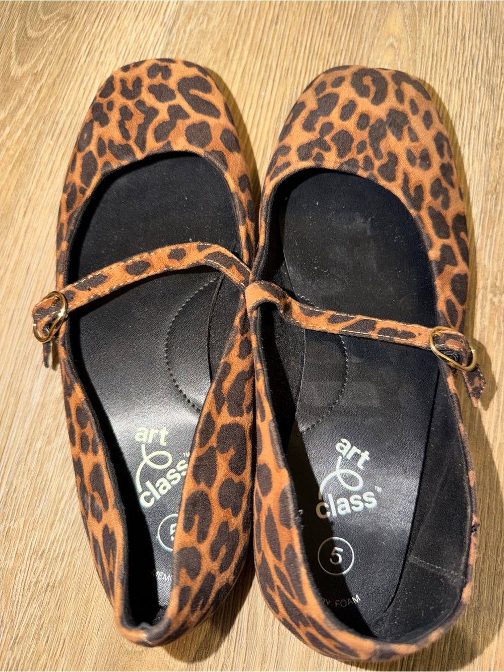 art class Leopard-Pattern Mary Jane Flats in Brown and Black